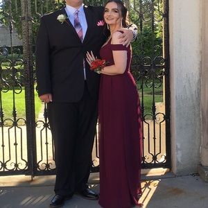 Burgundy Off-the-Shoulder Long Dress